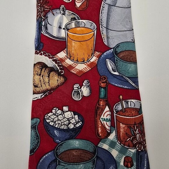 VTG Tabasco Gourmet Print Men's Silk Tie 4x58 - Picture 2 of 7